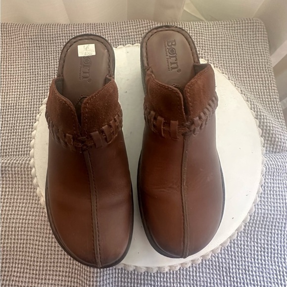 Børn Brown Leather Ellendale Cigaro Clog Slip On Size 6 - Picture 2 of 6
